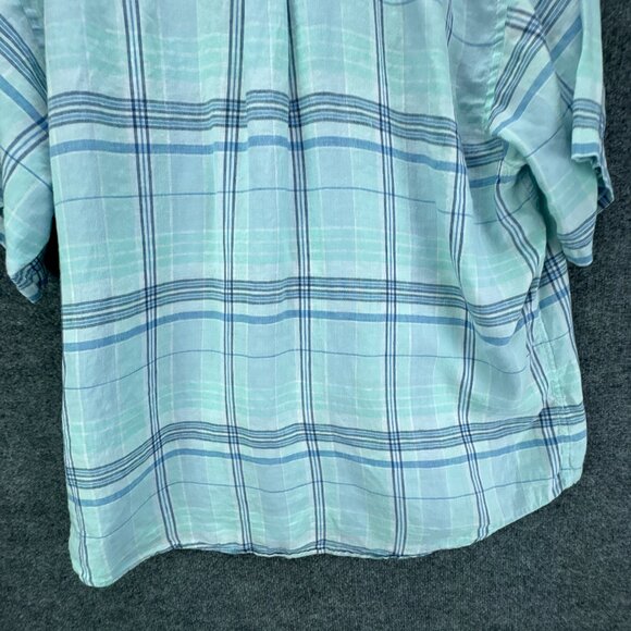 Brooks Brothers Irish Linen Shirt Mens Extra Large Blue Plaid Button Down - Picture 5 of 12